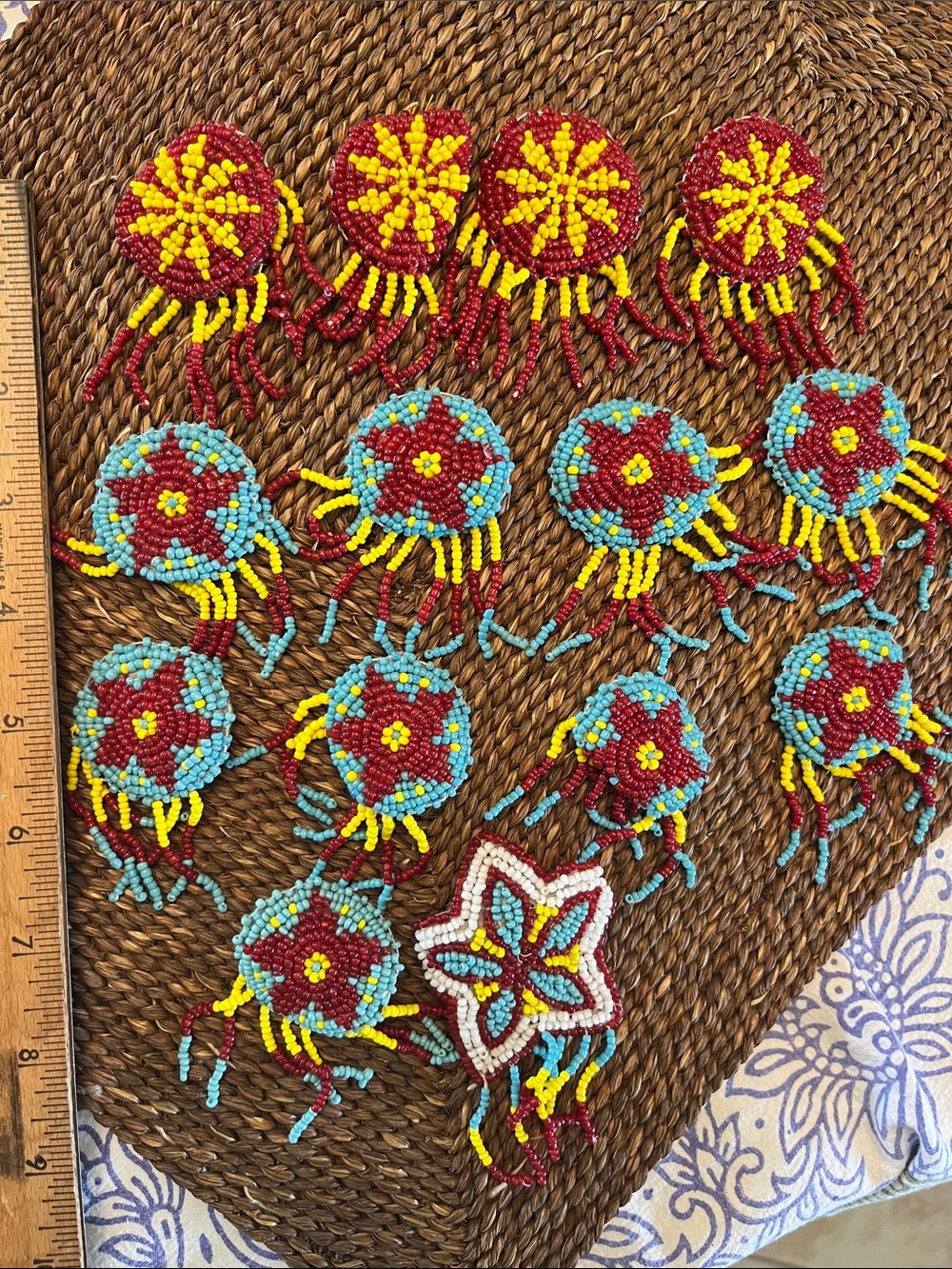 Beaded tassle pin conchas set of 14